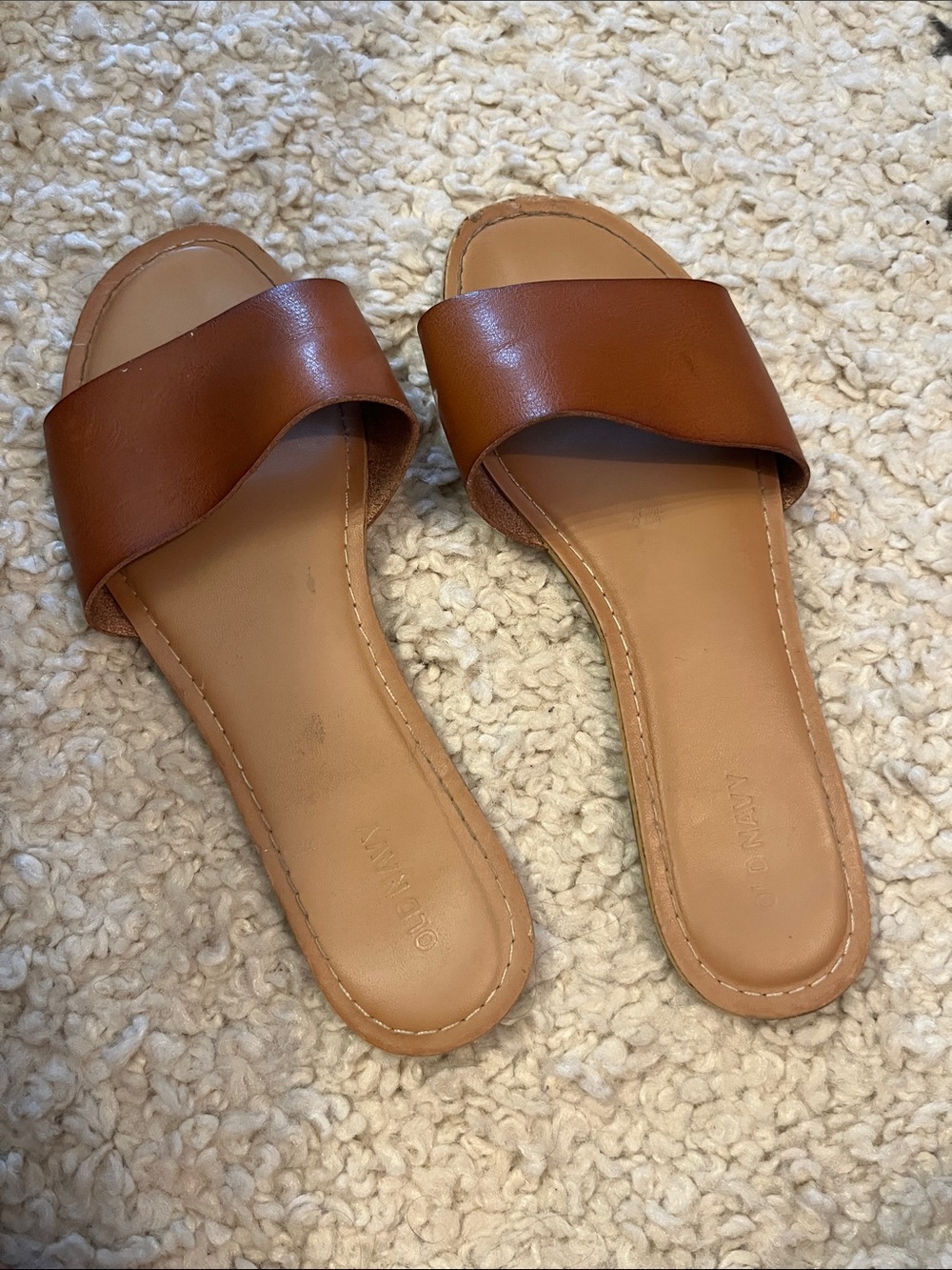 Women’s Brown Slide Sandals — Minimal Leather Slip-Ons old navy 8